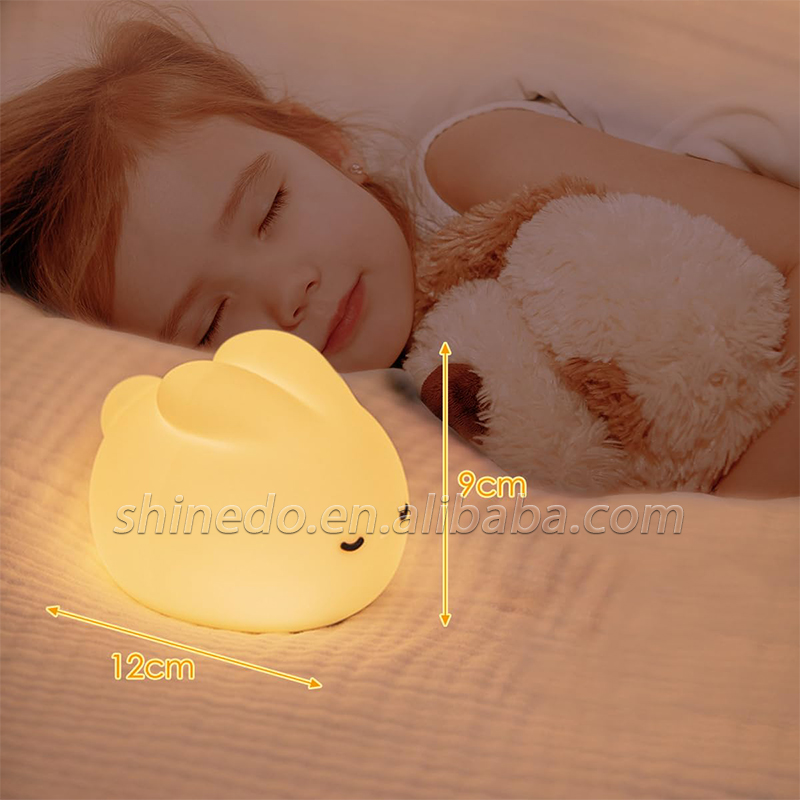 Mini Night Light Atmosphere Rabbit Silicone Led Light Bedroom Bedside Lamps Creative Birthday Decoration Baby Touch Night Light SD-SR1019