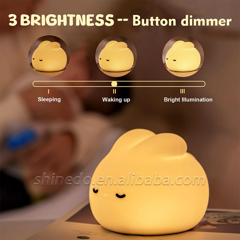 Mini Night Light Atmosphere Rabbit Silicone Led Light Bedroom Bedside Lamps Creative Birthday Decoration Baby Touch Night Light SD-SR1019