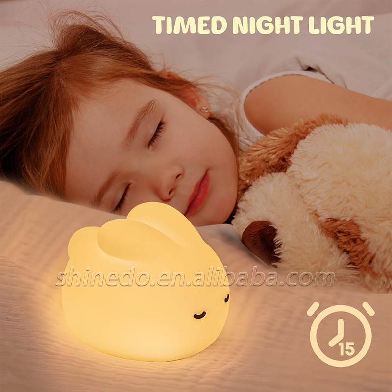 Mini Night Light Atmosphere Rabbit Silicone Led Light Bedroom Bedside Lamps Creative Birthday Decoration Baby Touch Night Light SD-SR1019