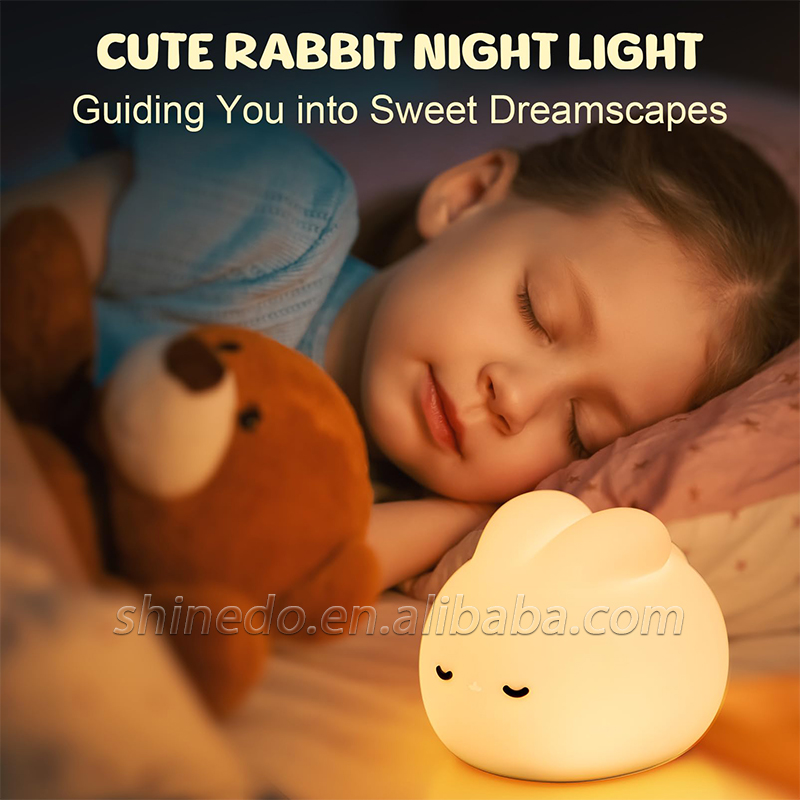 Mini Night Light Atmosphere Rabbit Silicone Led Light Bedroom Bedside Lamps Creative Birthday Decoration Baby Touch Night Light SD-SR1019