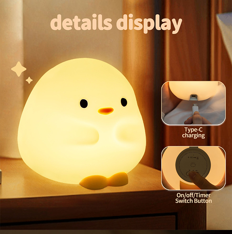 Sleeping Duck Design Lamp Table Soft Silicone Pat Light Children Bedroom Nightlight Christmas Gift Led Smart 5v Baby Night Light SD-SR1024