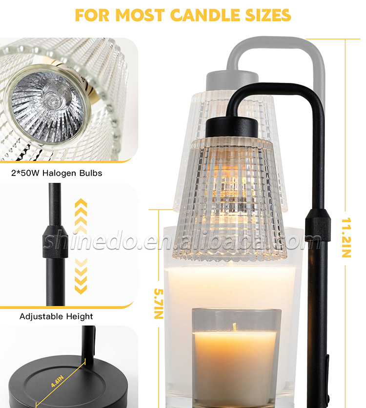 Wholesale Glass Melt Scented Wax Heating Lamp Timing Dimmable Table Light Adjustable Height Dimming Electric Candle Warmer Lamp SD-SL1546