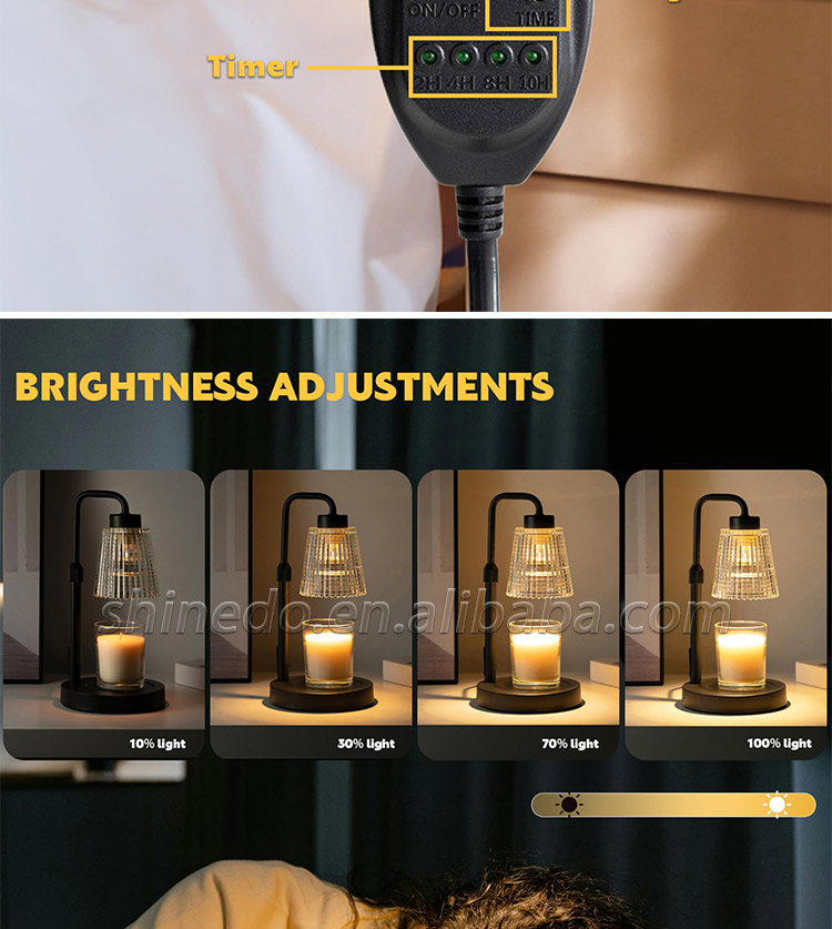 Wholesale Glass Melt Scented Wax Heating Lamp Timing Dimmable Table Light Adjustable Height Dimming Electric Candle Warmer Lamp SD-SL1546