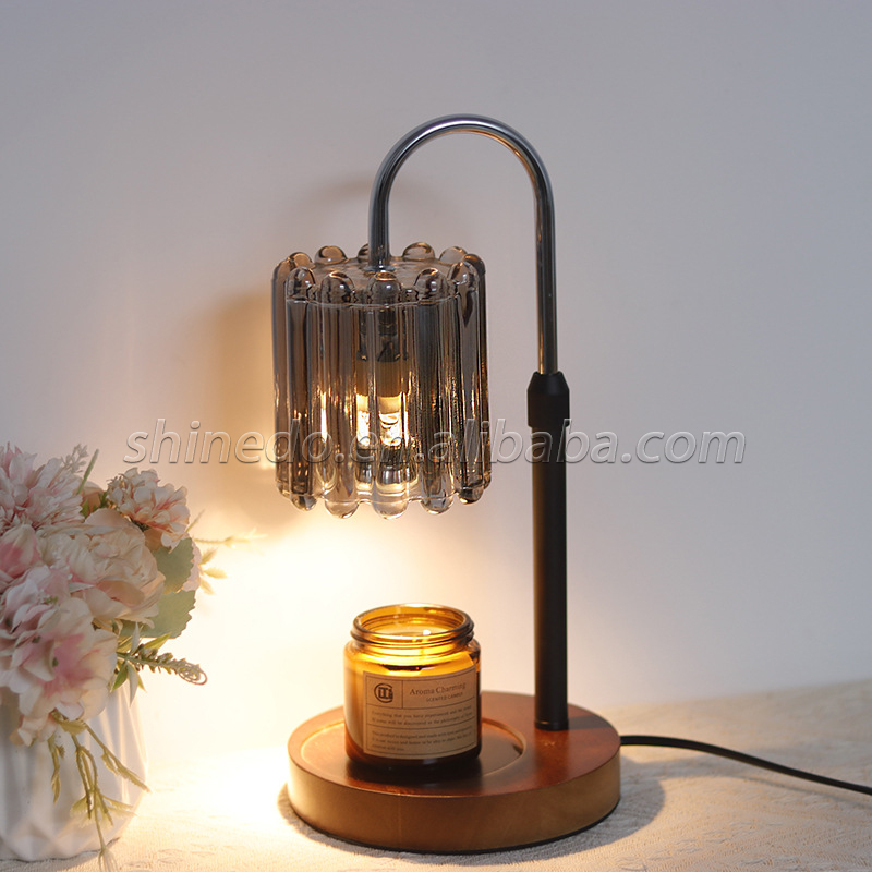 Wooden base Wax Candle Melting Warmer Light glass Aromatherapy Burner fragrance candle warmer lamp Heater for bedroom SD-SL1728