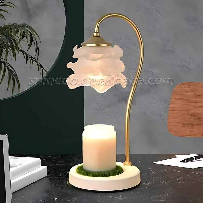 Marble Pedestal Crystal Flower Aromatherapy Lamps Fragrance Candle Warmers Lamp Wax Melting Light Home Decoration SD-SL1730