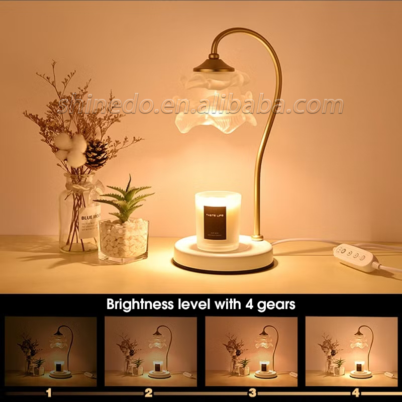 Marble Pedestal Crystal Flower Aromatherapy Lamps Fragrance Candle Warmers Lamp Wax Melting Light Home Decoration SD-SL1730