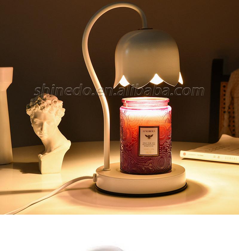 Romantic Table Lamp Decoration Atmosphere Candle Lamp Dimmable Led Night Light Melting Metal Custom Wax Warmer Candle Lamp SD-SL1754