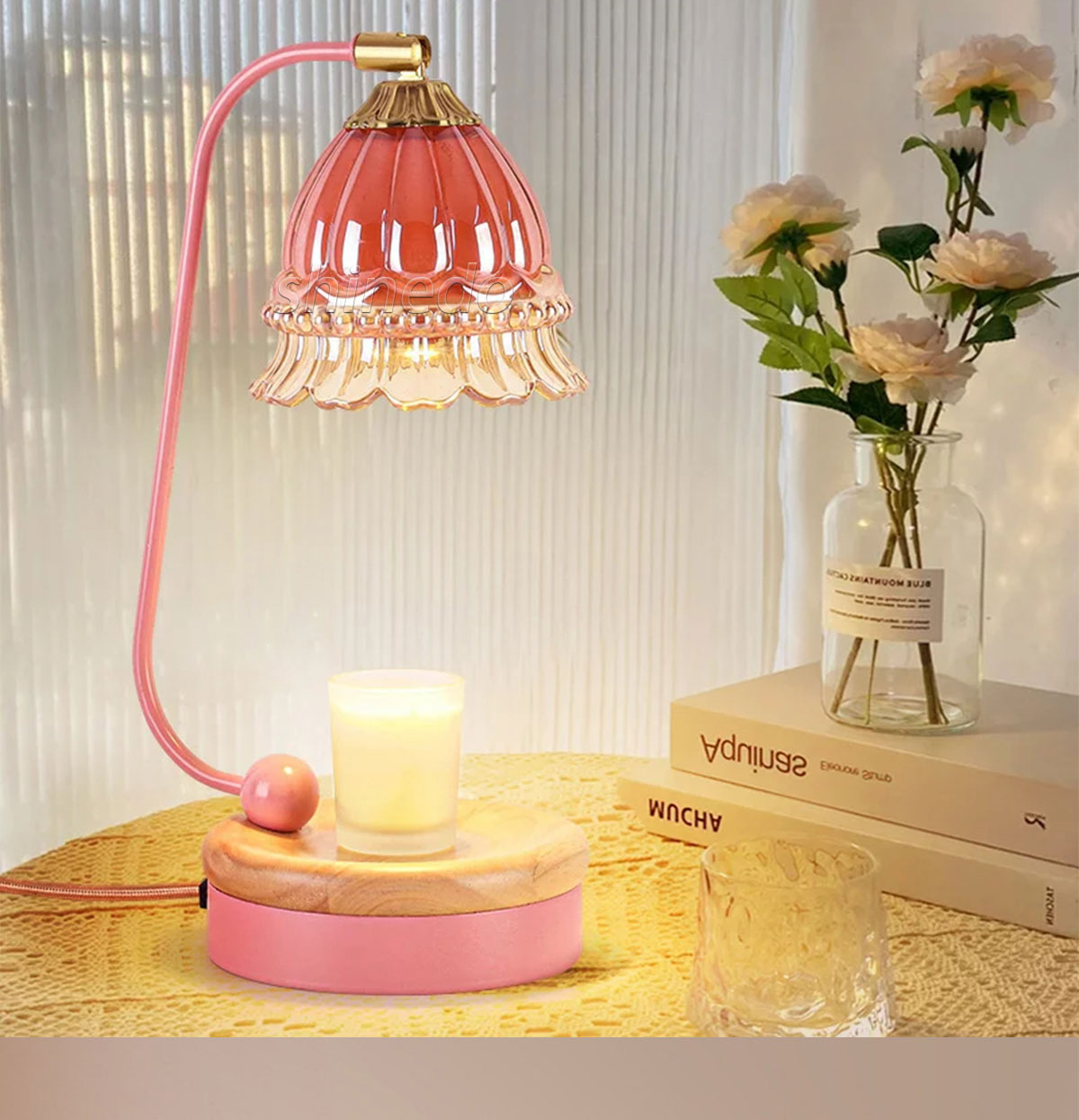 Bedroom Flower Shape Dimmable Home Decor Aromatherapy Wax Candle Melt Burner Lamp Custom Electric Candle Warmer Lamp SD-SL1770