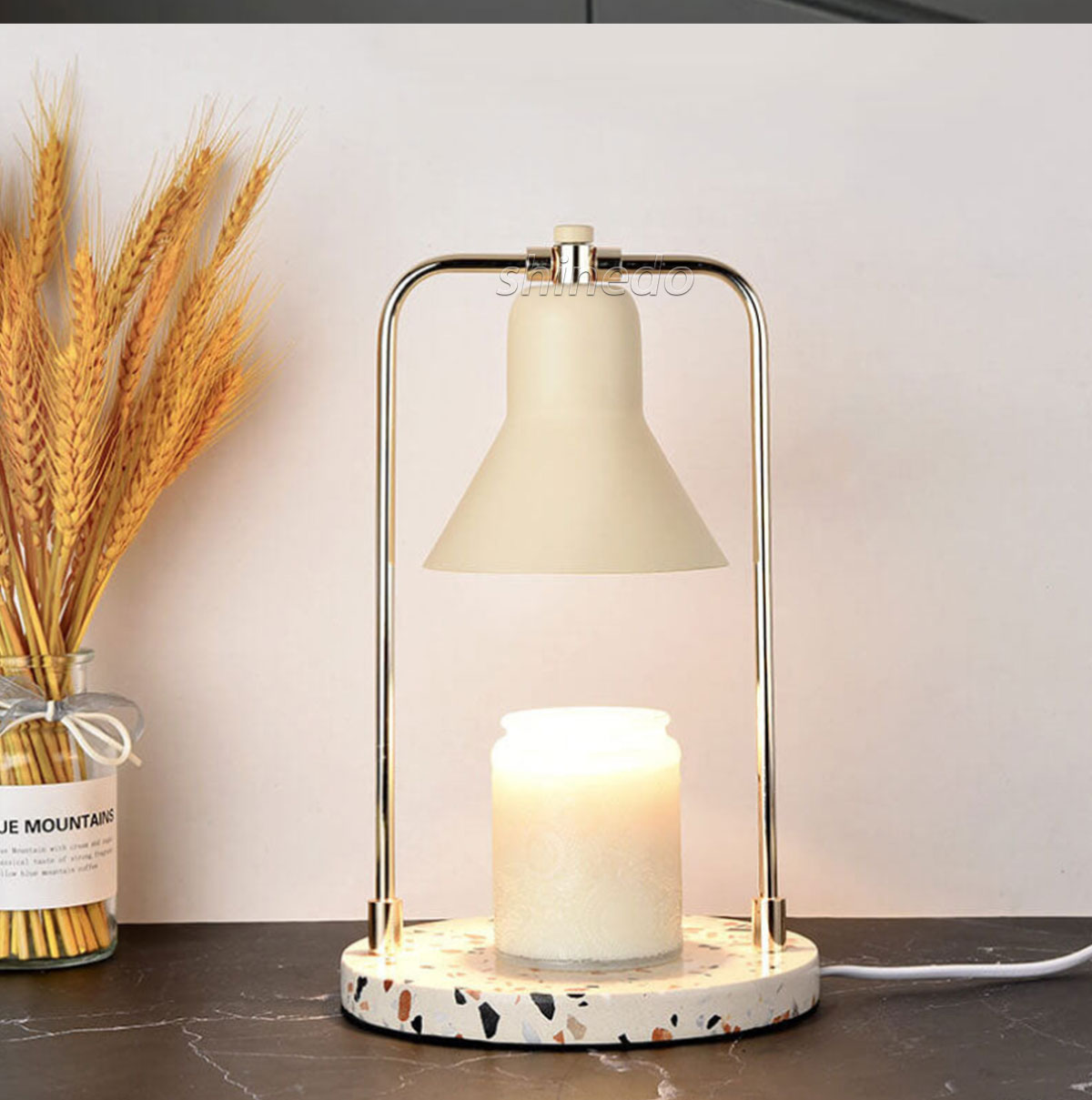 Marble Melting Candle Lamp Perfumed Gift Table Lamp Smokeless Temperature Control Aromatherapy Melting Wax Candle Warmer Lamp SD-SL1781