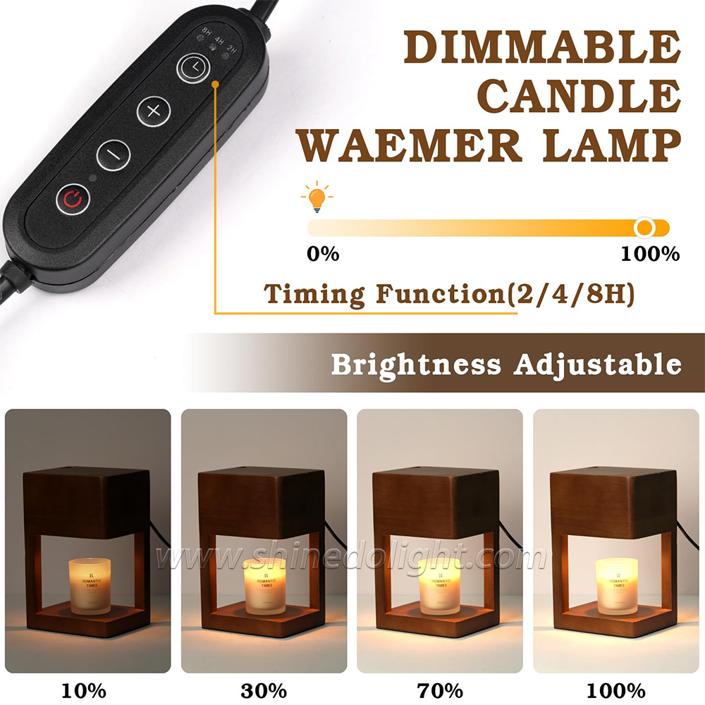 Simple Dimmable Solid Wood Lamp Body Electric Candle Warmer Lamp Wax Melt Lamps for Bedroom Hotel Night Lights SD-SL1143