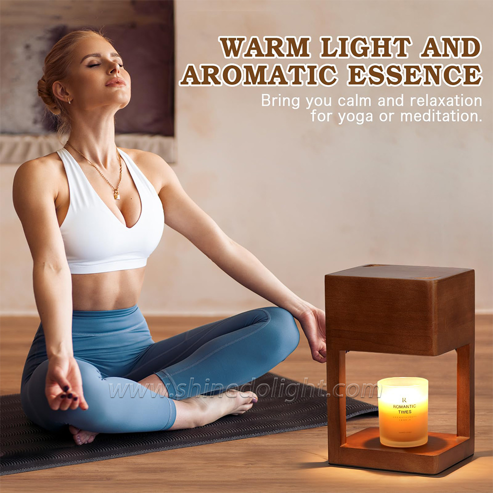 Simple Dimmable Solid Wood Lamp Body Electric Candle Warmer Lamp Wax Melt Lamps for Bedroom Hotel Night Lights SD-SL1143