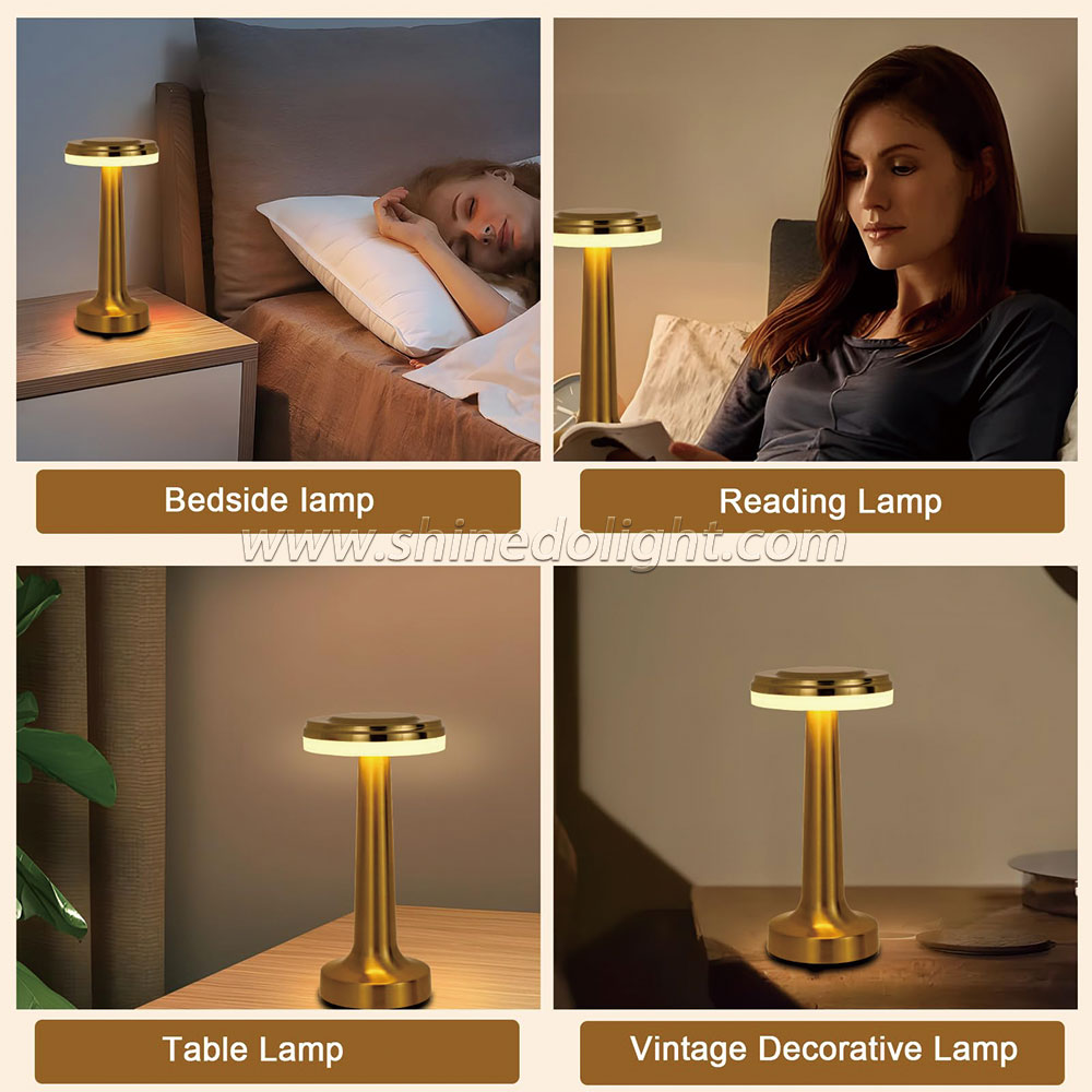 Metal LED Touch Table Lamp Portable Cordless Bedside Light Claeted ...