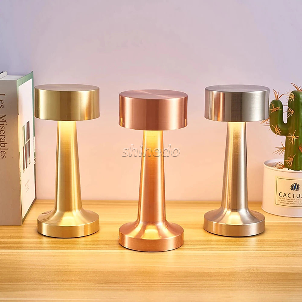 Simple LED Rechargeable Touch Metal Table Lamp Three Colors Bedside Creative Ambient Light Bar Outdoor Decoration Night Light