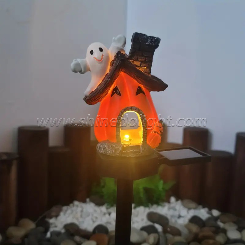 Halloween solar resin pumpkin haunted house inserted lights for Halloween celebration SD-SL1508