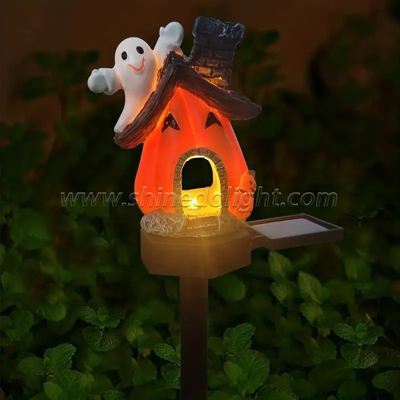 Halloween solar resin pumpkin haunted house inserted lights for Halloween celebration SD-SL1508