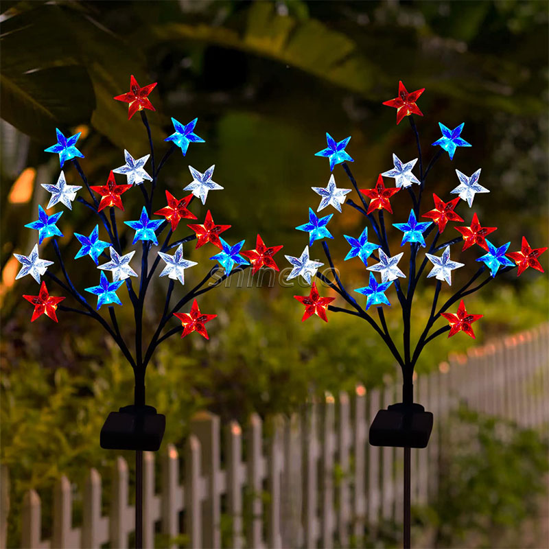 Solar Christmas Stars Decorations Solar Swaying Garden Lights with Acrylic Stars Solar Landscape Pathway Stake Lights Decor SD-SL1532