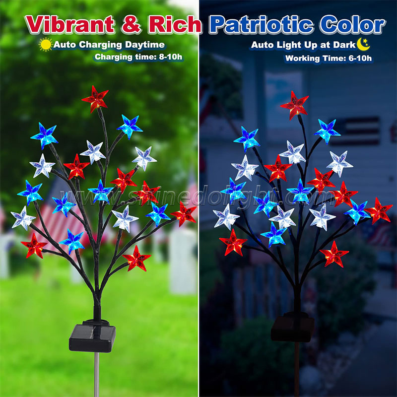 Solar Christmas Stars Decorations Solar Swaying Garden Lights with Acrylic Stars Solar Landscape Pathway Stake Lights Decor SD-SL1532