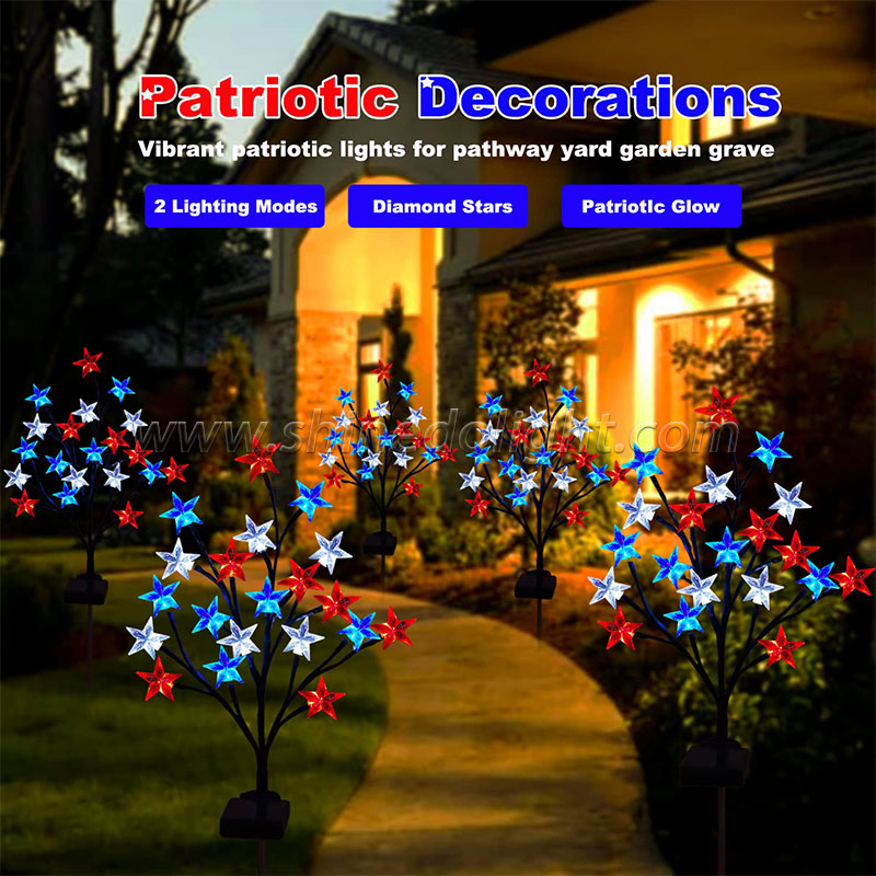 Solar Christmas Stars Decorations Solar Swaying Garden Lights with Acrylic Stars Solar Landscape Pathway Stake Lights Decor SD-SL1532