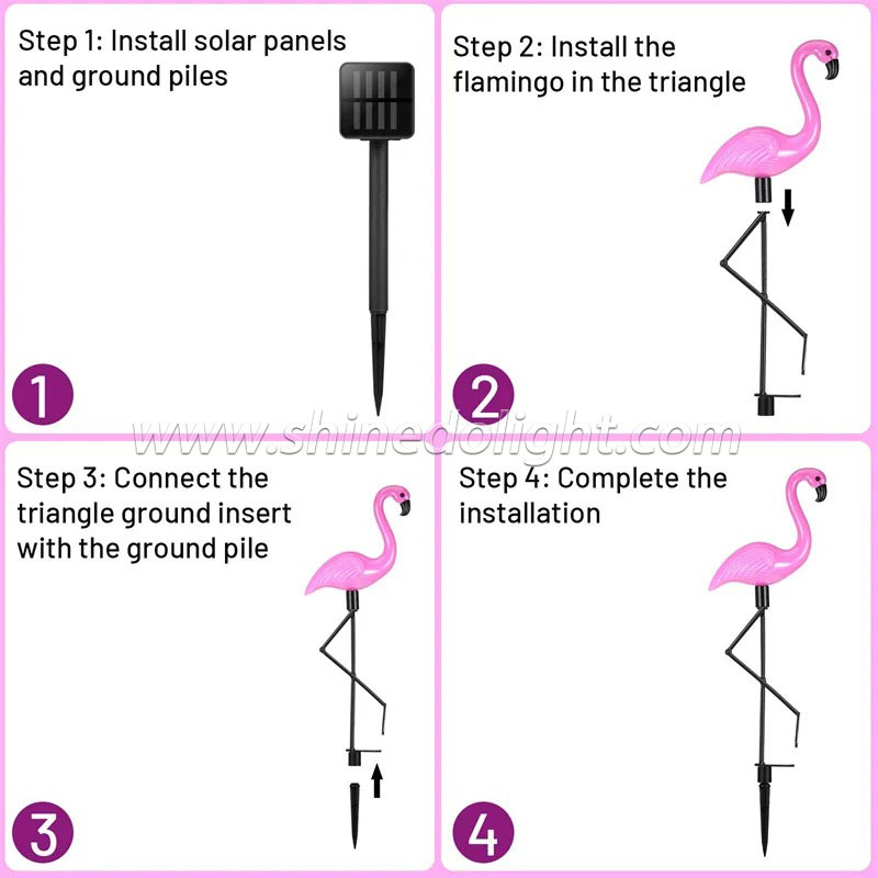 Solar Flamingos land plug-in lights one drag three outdoor garden landscape patio decorative lawn lights SD-SL1536