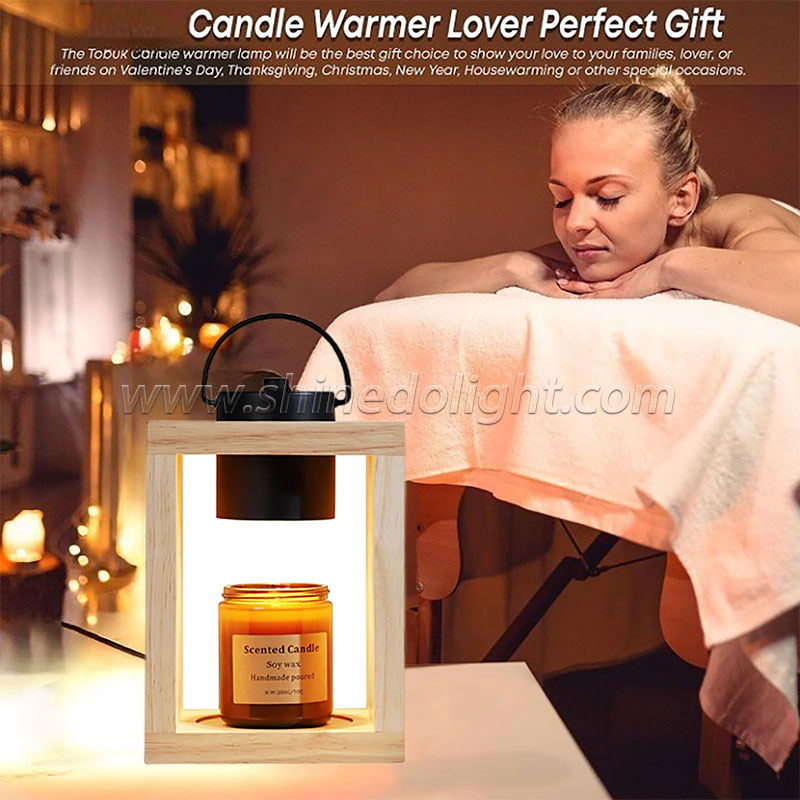 Electric Wax Lamp Candle Warmer Wooden Candle Melting Waxing Burner Aromatherapy Lamp Table Lamp For Spa Club SD-SL1615