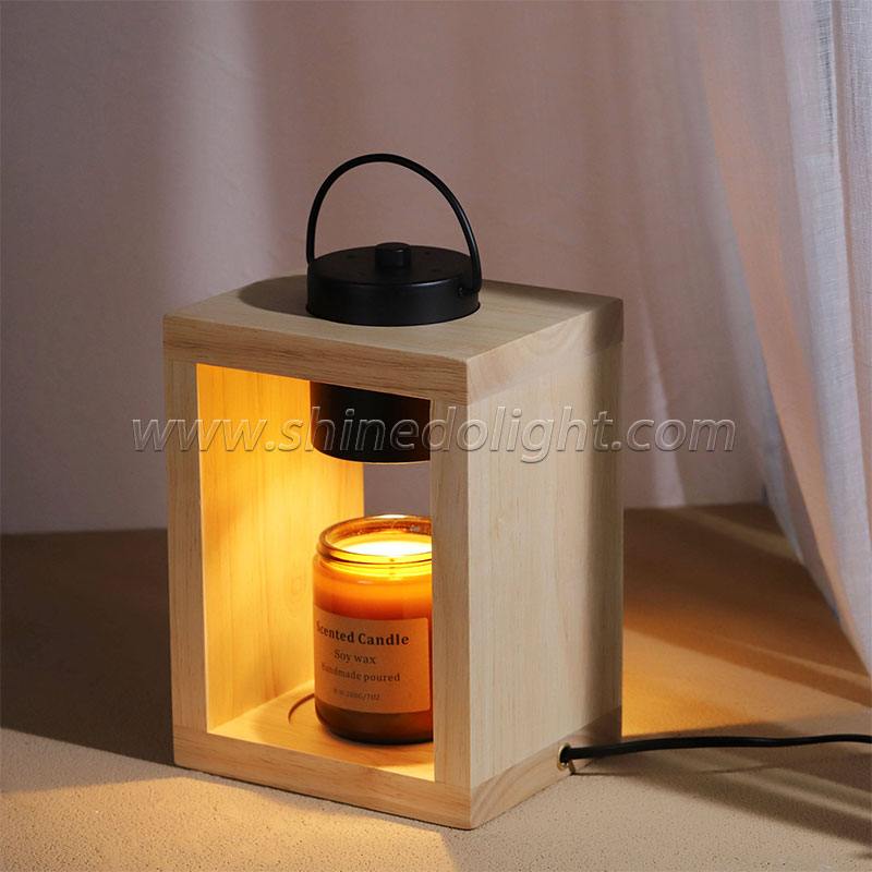 Electric Wax Lamp Candle Warmer Wooden Candle Melting Waxing Burner Aromatherapy Lamp Table Lamp For Spa Club SD-SL1615