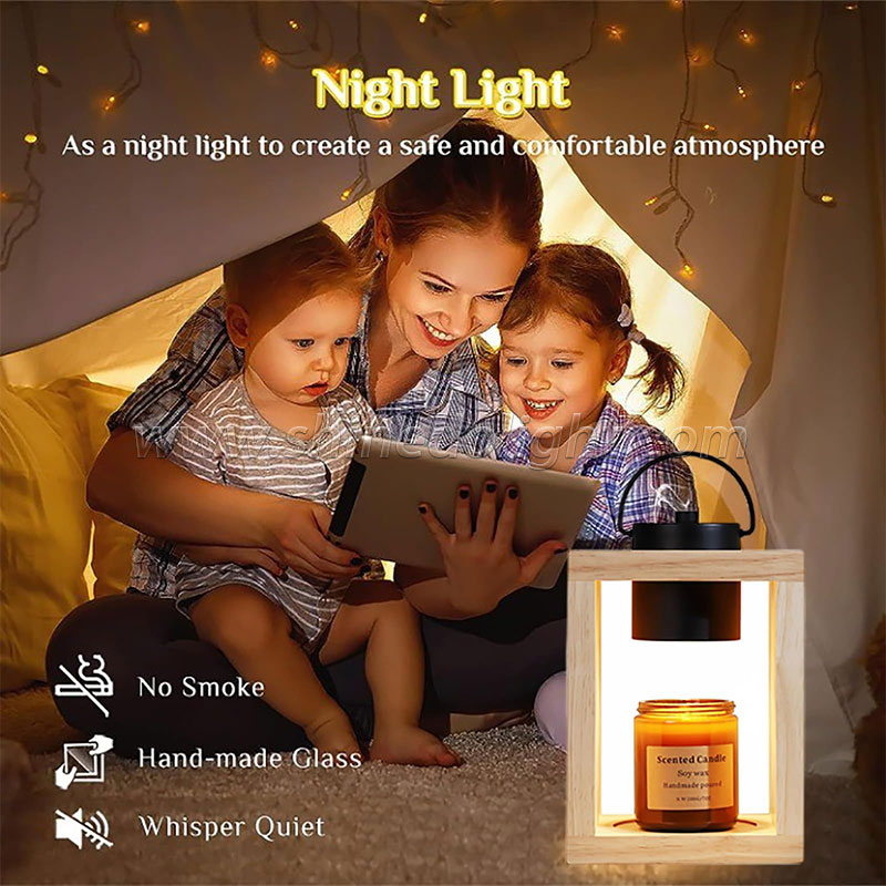 Electric Wax Lamp Candle Warmer Wooden Candle Melting Waxing Burner Aromatherapy Lamp Table Lamp For Spa Club SD-SL1615