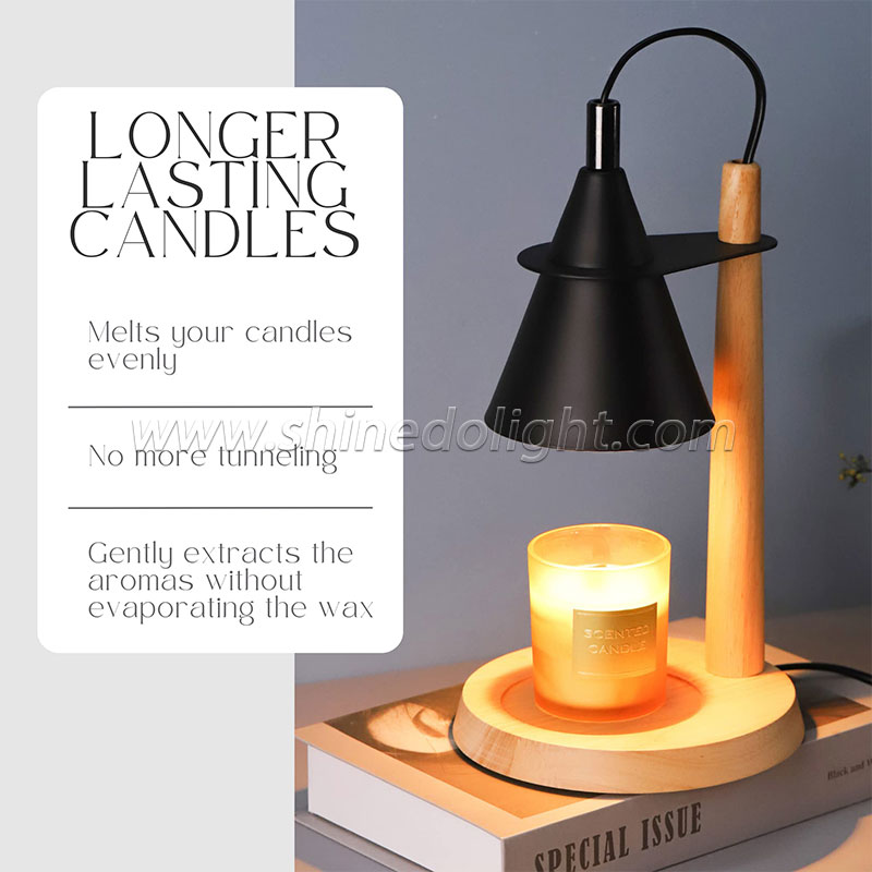 Fragrance Adjustable Candle Warmer Lamp Electric Table Lamp With Glass Shape Wooden Base For Birthday Gift SD-SL1616