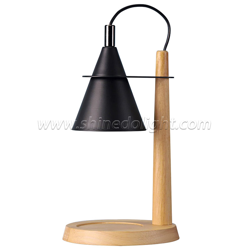 Fragrance Adjustable Candle Warmer Lamp Electric Table Lamp With Glass Shape Wooden Base For Birthday Gift SD-SL1616