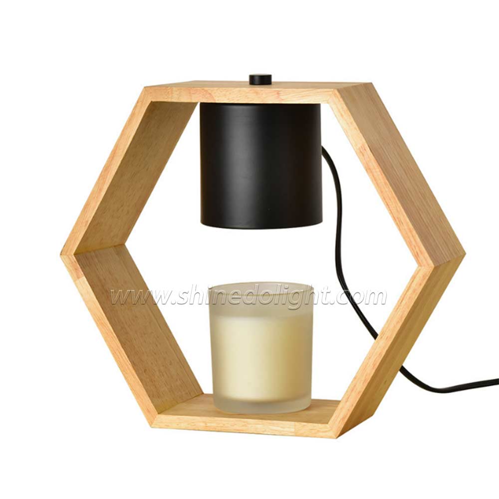 Aromatherapy Wax Candle Warmer Melting Dimming Night Light Wooden Base Bedside Desk Safety Table Lantern Lamp SD-SL1222