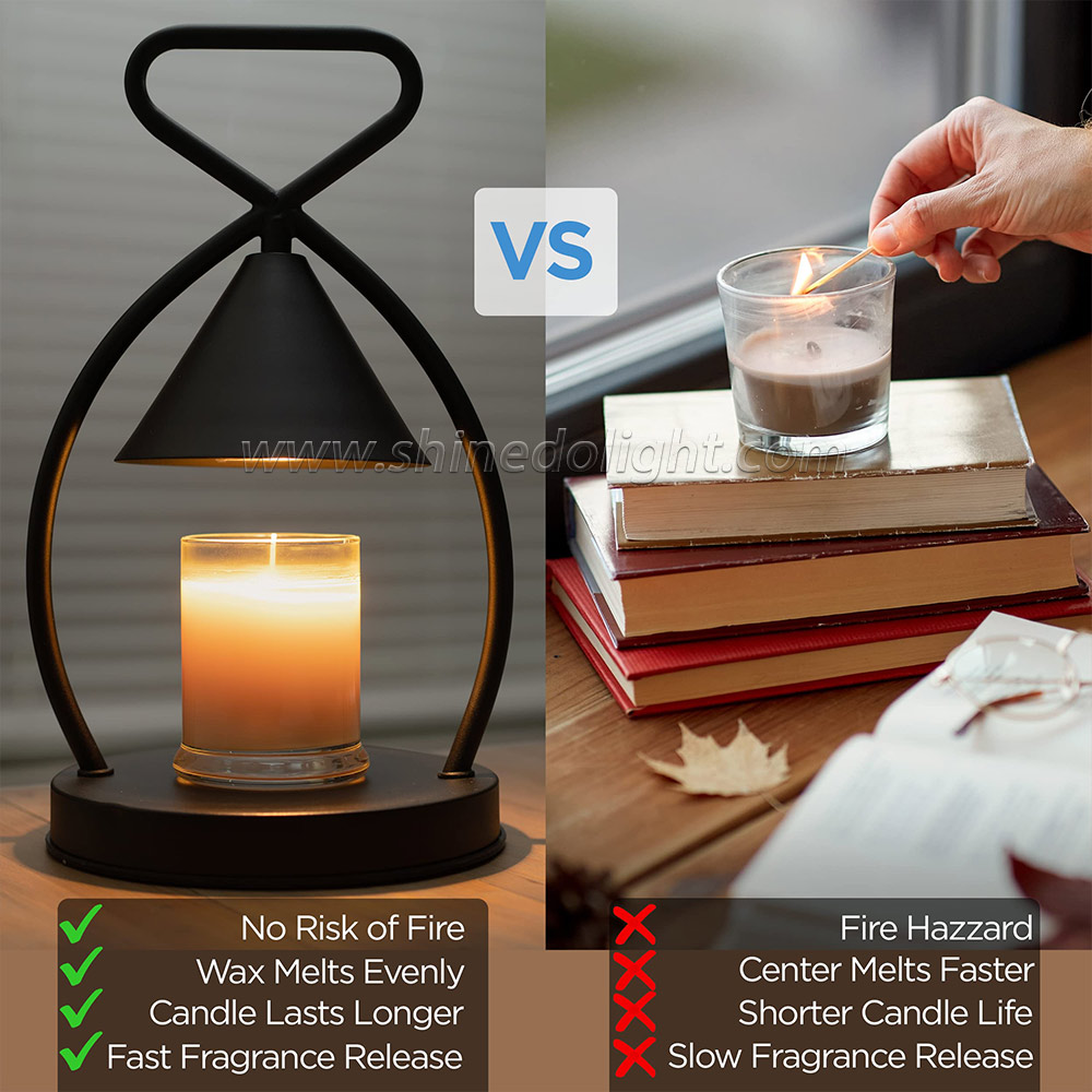 Electric Candle Warmer Lamp Retro Candle Melting Table Lamp Dimming Switch Candle Incense Burner for Home SD-SL1259