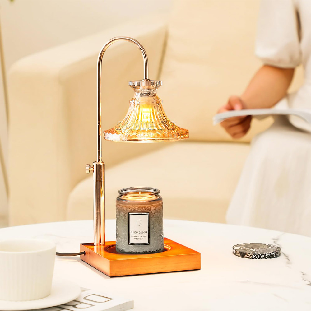 Vintage Table Electric Fragrance Candle Warmer Lamp Table Light With Glass Shape Wooden Base For Birthday Gift SD-SL1265