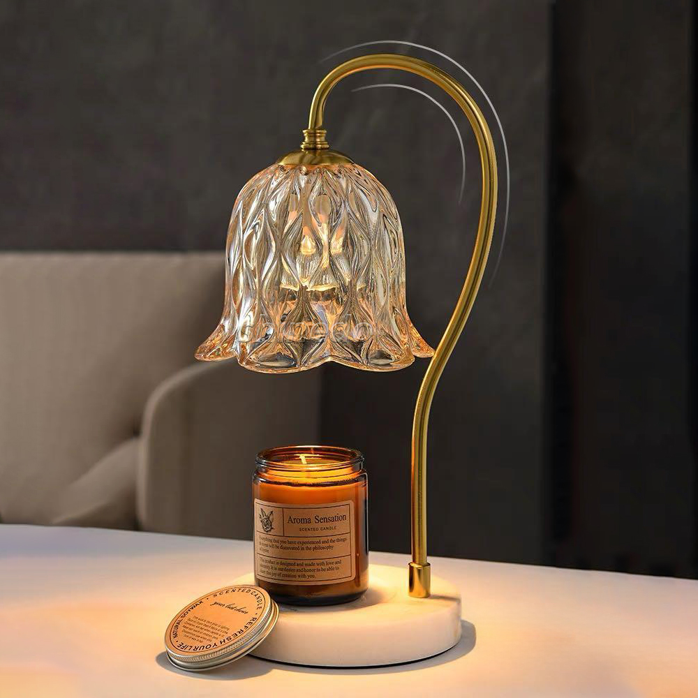 Vintage Table Electric Fragrance Candle Warmer Lamp Table Light With Glass Shape Wooden Base For Birthday Gift SD-SL1270