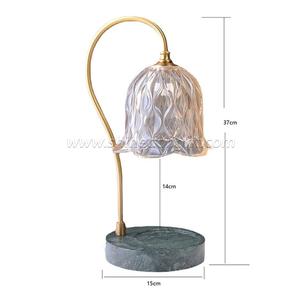 Vintage Table Electric Fragrance Candle Warmer Lamp Table Light With Glass Shape Wooden Base For Birthday Gift SD-SL1270