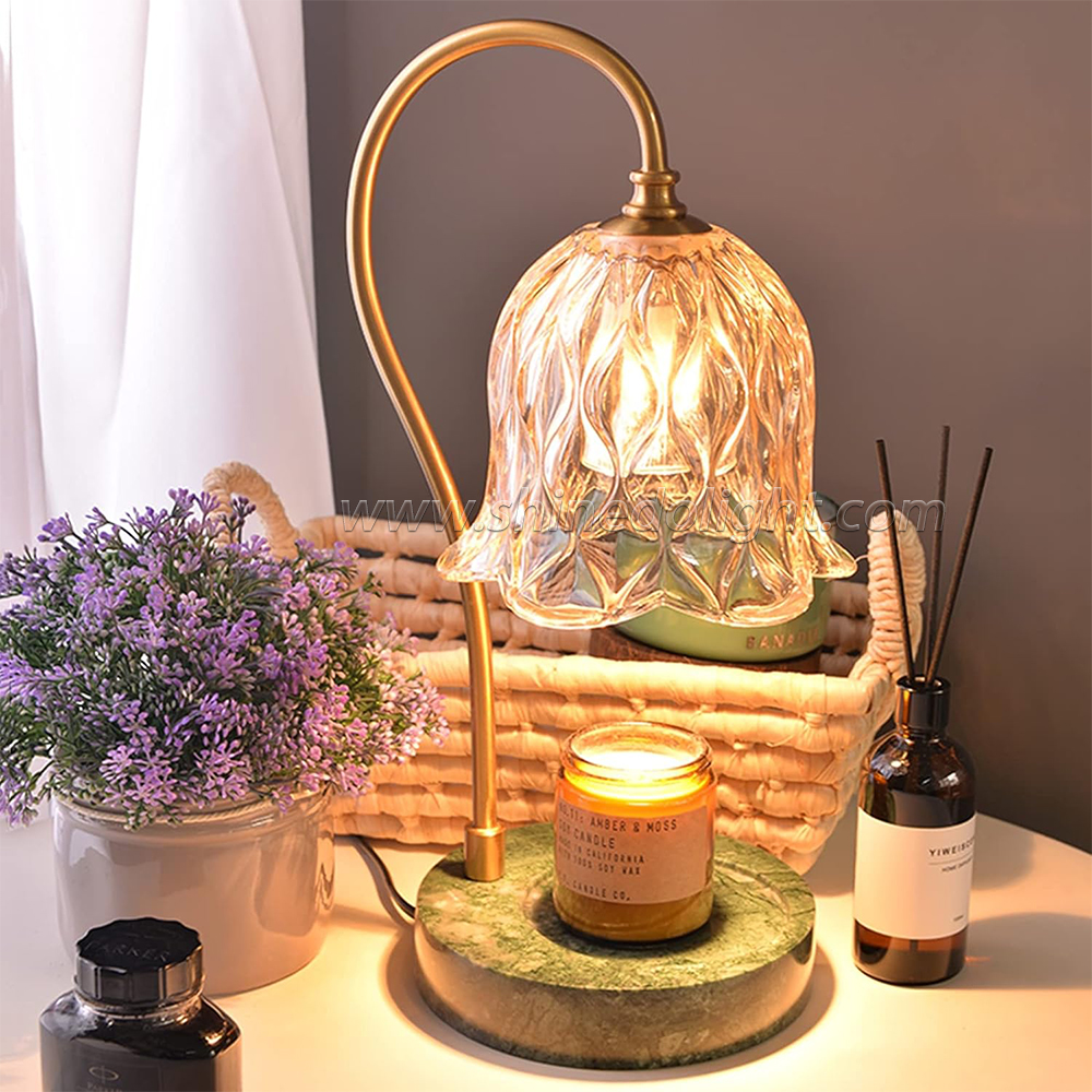 Vintage Table Electric Fragrance Candle Warmer Lamp Table Light With Glass Shape Wooden Base For Birthday Gift SD-SL1270