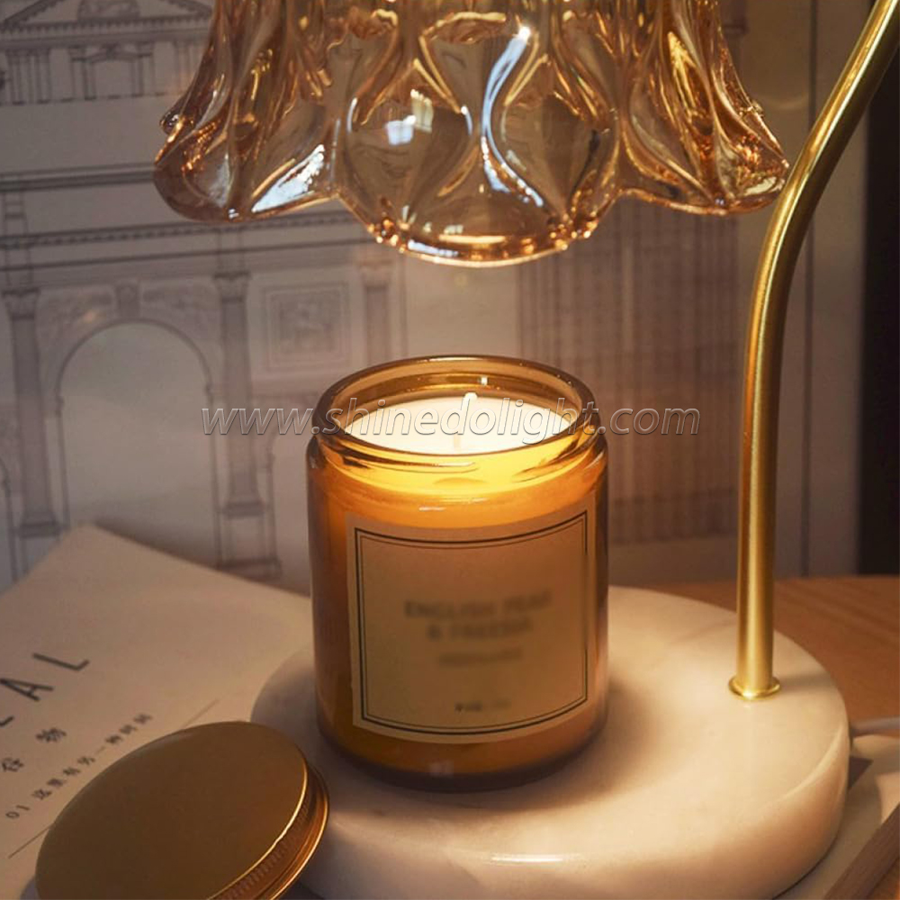 Vintage Table Electric Fragrance Candle Warmer Lamp Table Light With Glass Shape Wooden Base For Birthday Gift SD-SL1270