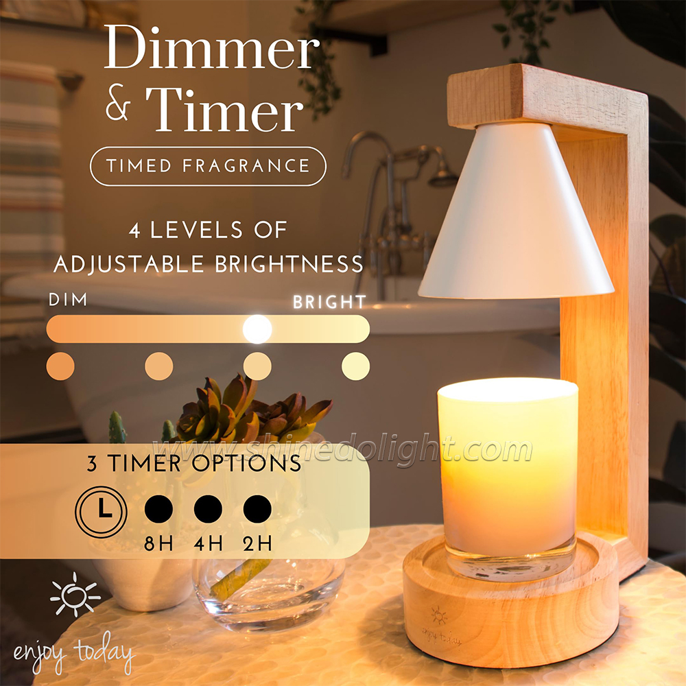 Custom Wooden Melting Candle Warmer Melting Wax Lamp Bedroom Table Dimmable Lamp Smokeless Night Light SD-SL1281