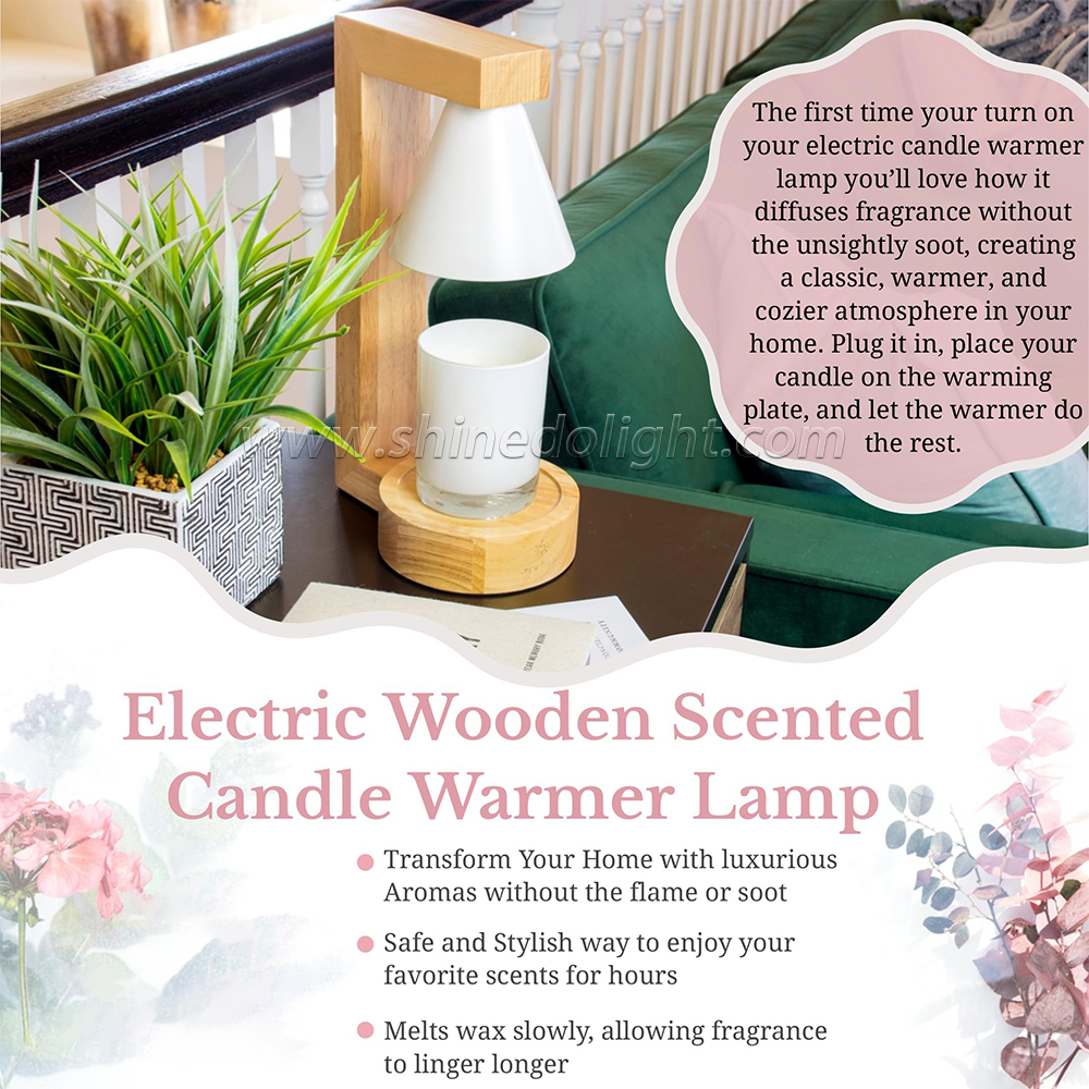 Custom Wooden Melting Candle Warmer Melting Wax Lamp Bedroom Table Dimmable Lamp Smokeless Night Light SD-SL1281