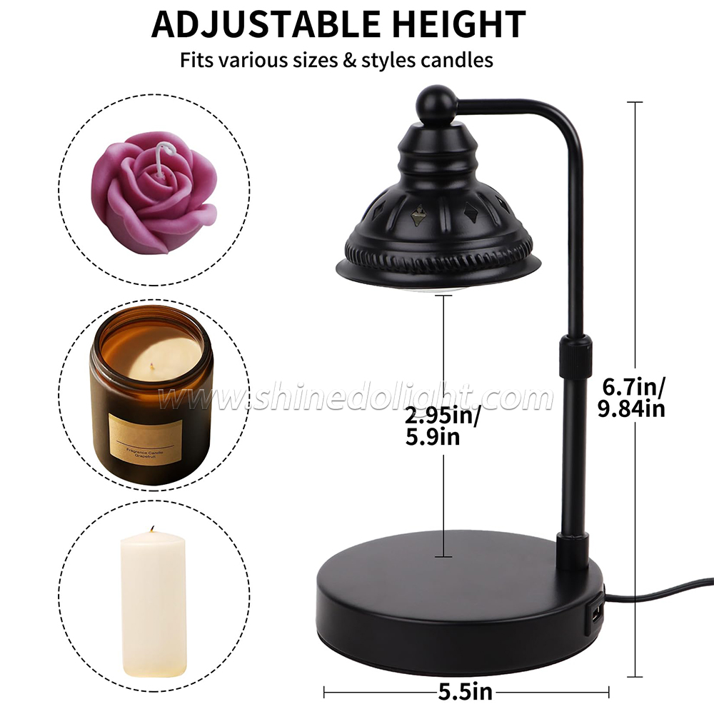 Electric Candle Melting Table Lamp Retro Candle Heating Lamp Adjustable Height Candle Melt Warmer Light for Bedroom Decoration SD-SL1128