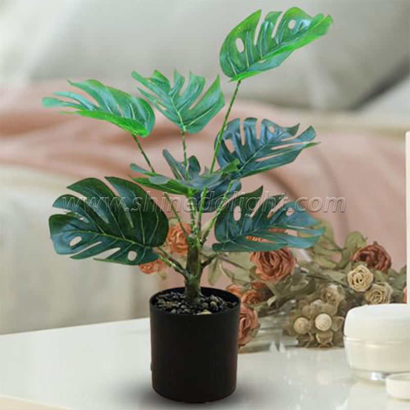 Wholesale Monstera Leaves Tree Plant Tree For wall Accessories Home Decoration Potted Plant Simulation Night light table lamp SD-SR430