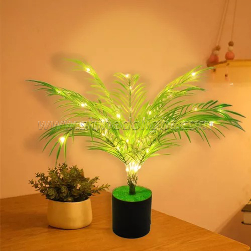 High simulation natural green interior decoration table lamp artificial potted Bonsai-Palm plant With Decor home Night light SD-SR431