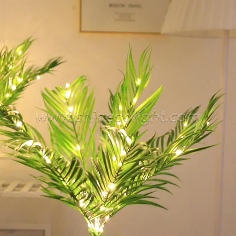 High simulation natural green interior decoration table lamp artificial potted Bonsai-Palm plant With Decor home Night light SD-SR431