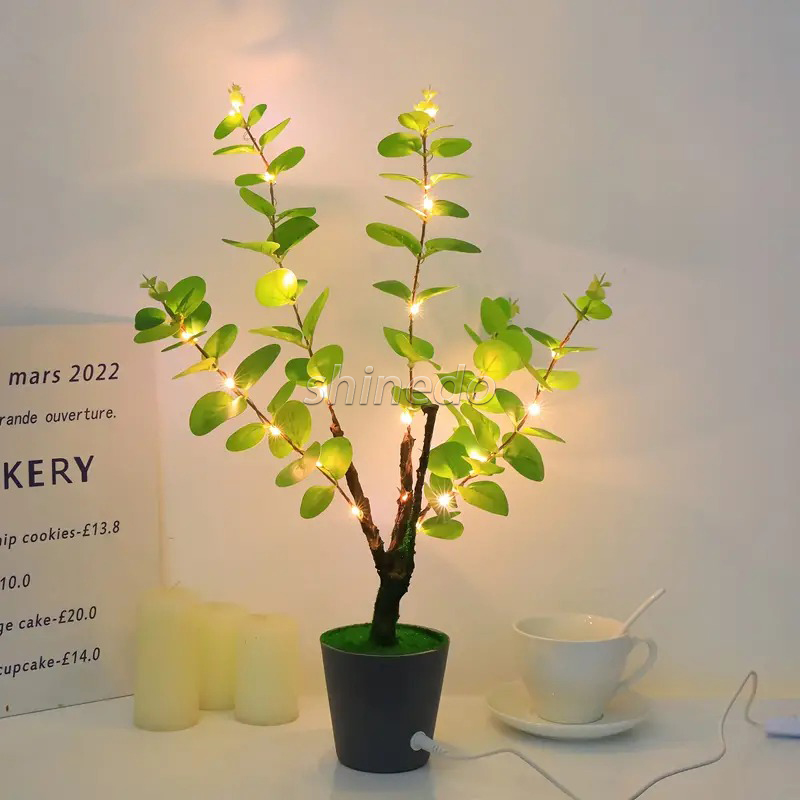 Green Leaf Tree Table lamp Led Indoor Night Light Holiday Decoration For Home By USB Battery Room Decor Lights Creative Lamp SD-SR432