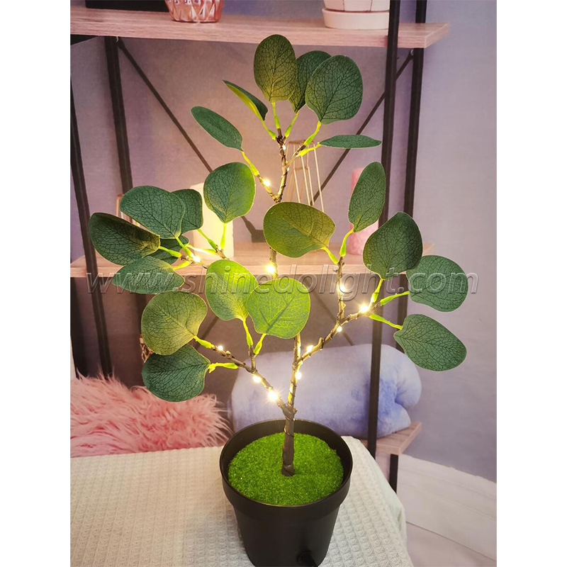 Home Decor High Quality Artificial Tree Plants Faked Eucalyptus Tree Night light table lamp for Garden Ornamental SD-SR433