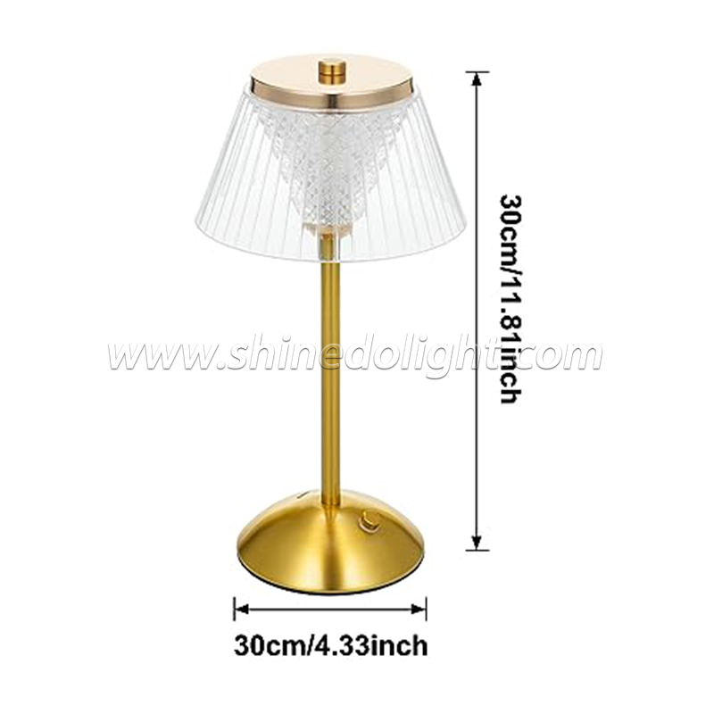 Cordless Rechargeable Lights Touch Control 3 Colors Stepless Dimmable LED Table Lamp Diamond-CrystalLamp Ambient Night Light SD-SR435