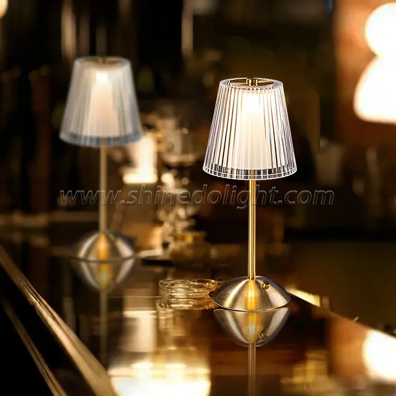 Cordless Rechargeable Dimmable LED Night light Touch Portable Crystal Gold Metal Beside desk table Lamp SD-SL442