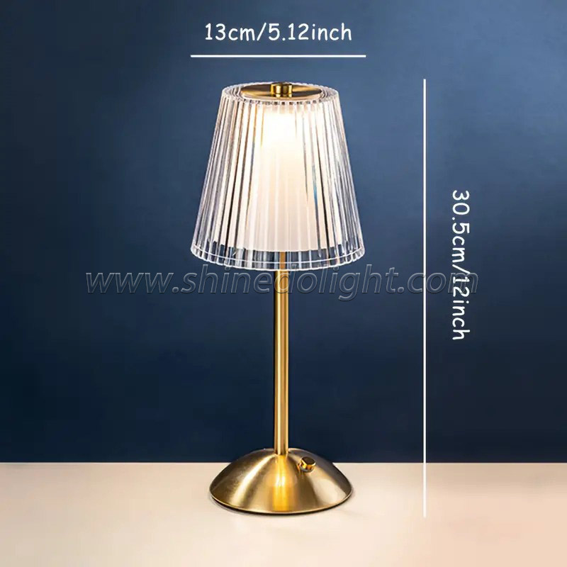 Cordless Rechargeable Dimmable LED Night light Touch Portable Crystal Gold Metal Beside desk table Lamp SD-SL442