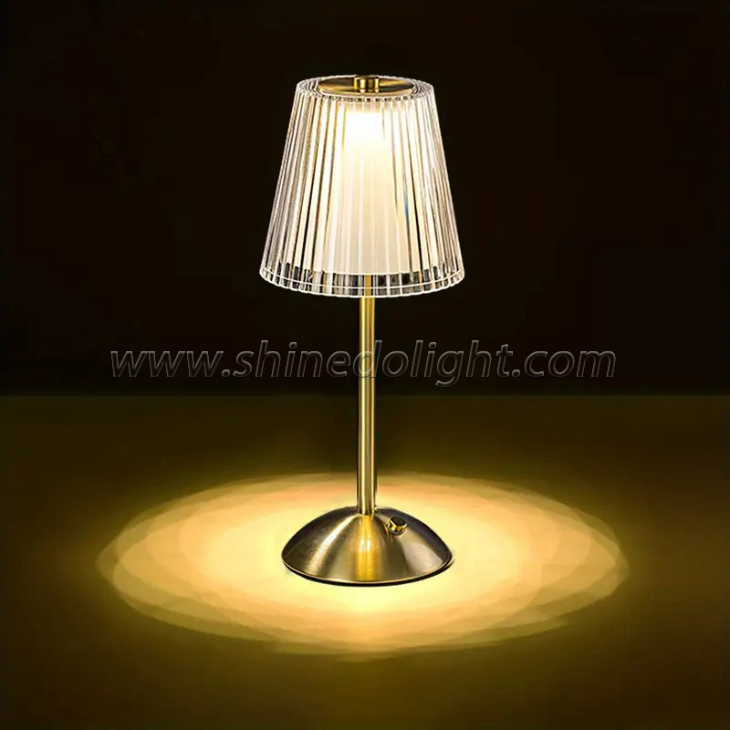 Cordless Rechargeable Dimmable LED Night light Touch Portable Crystal Gold Metal Beside desk table Lamp SD-SL442