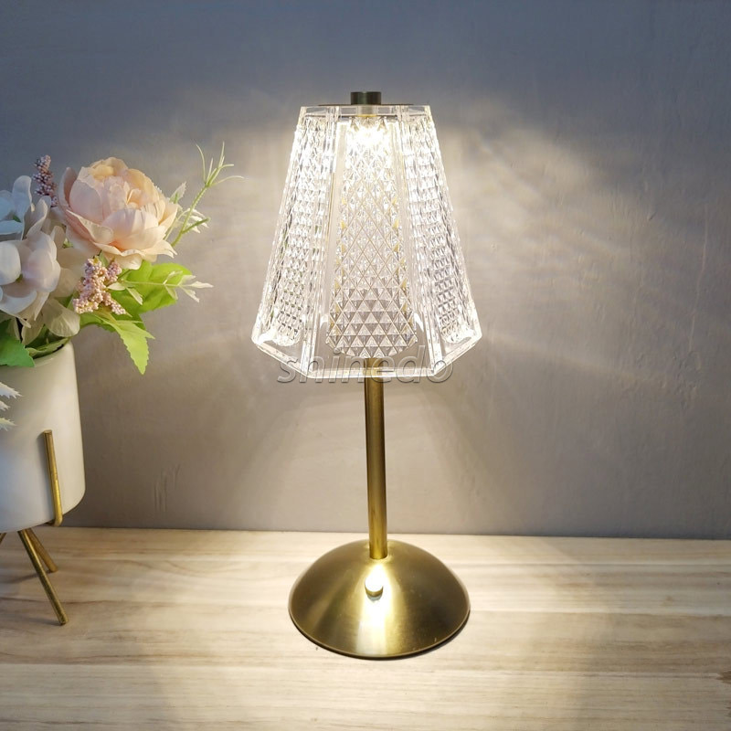 LED Crystal Table Lamp Romantic Atmosphere Touch Dimming Night Light USB Eye-Protection Reading Light Bedroom Home decor SD-SL443