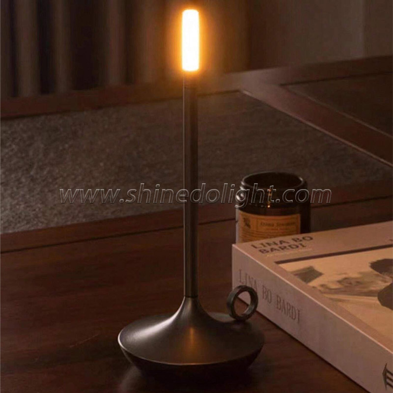 Metal Gray Wick Candle Night Light Touch Bar Led Bedside Home Restaurant Battery Modern Nordic Table Lamp Home decor SD-SR444