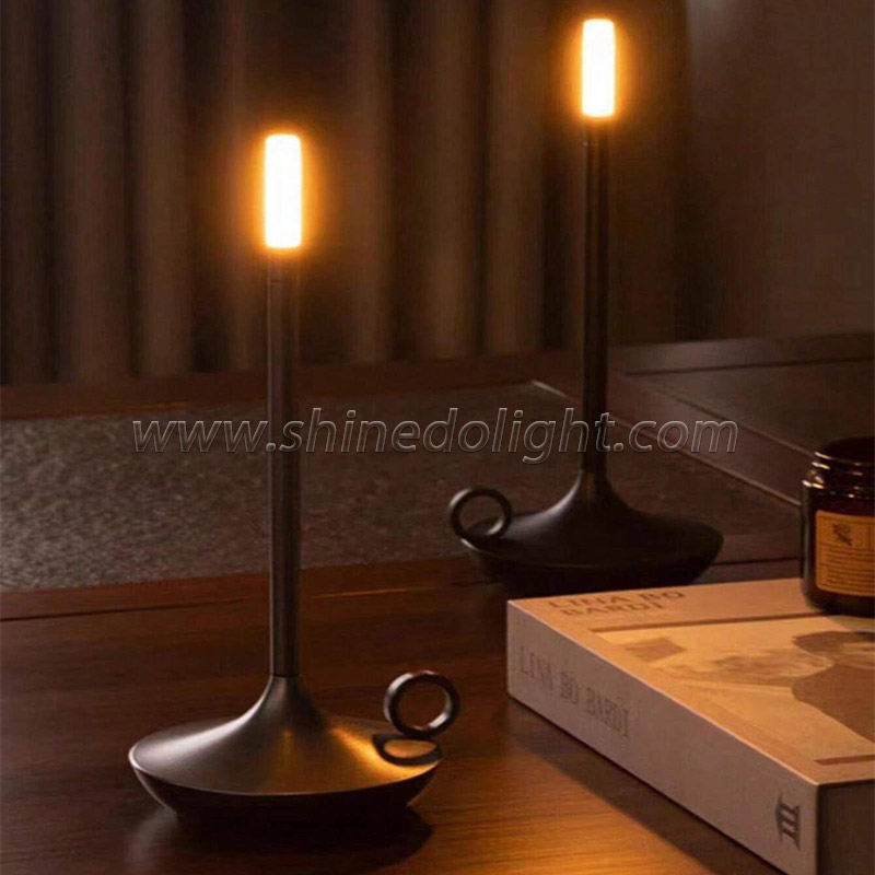 Metal Gray Wick Candle Night Light Touch Bar Led Bedside Home Restaurant Battery Modern Nordic Table Lamp Home decor SD-SR444